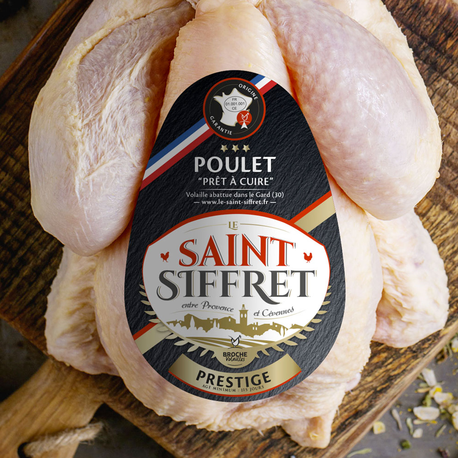 Le Saint Siffret - etiquette poulet "prêt à cuire"