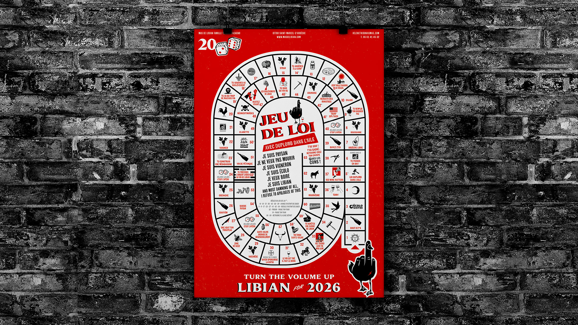 Pour célébrer les vœux 2026, l'affiche du Mas de Libian cette année s'est portée sur un jeu, un jeu ancien remis au goût du jour : le jeu de l'oie et ses 63 cases.